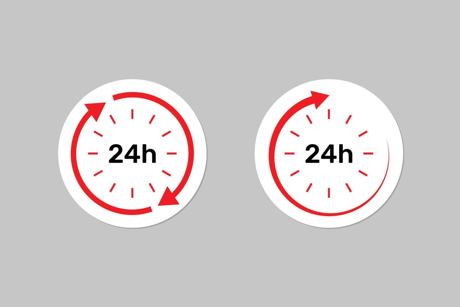 Everyday 24 hours service assistance label with clock. vector