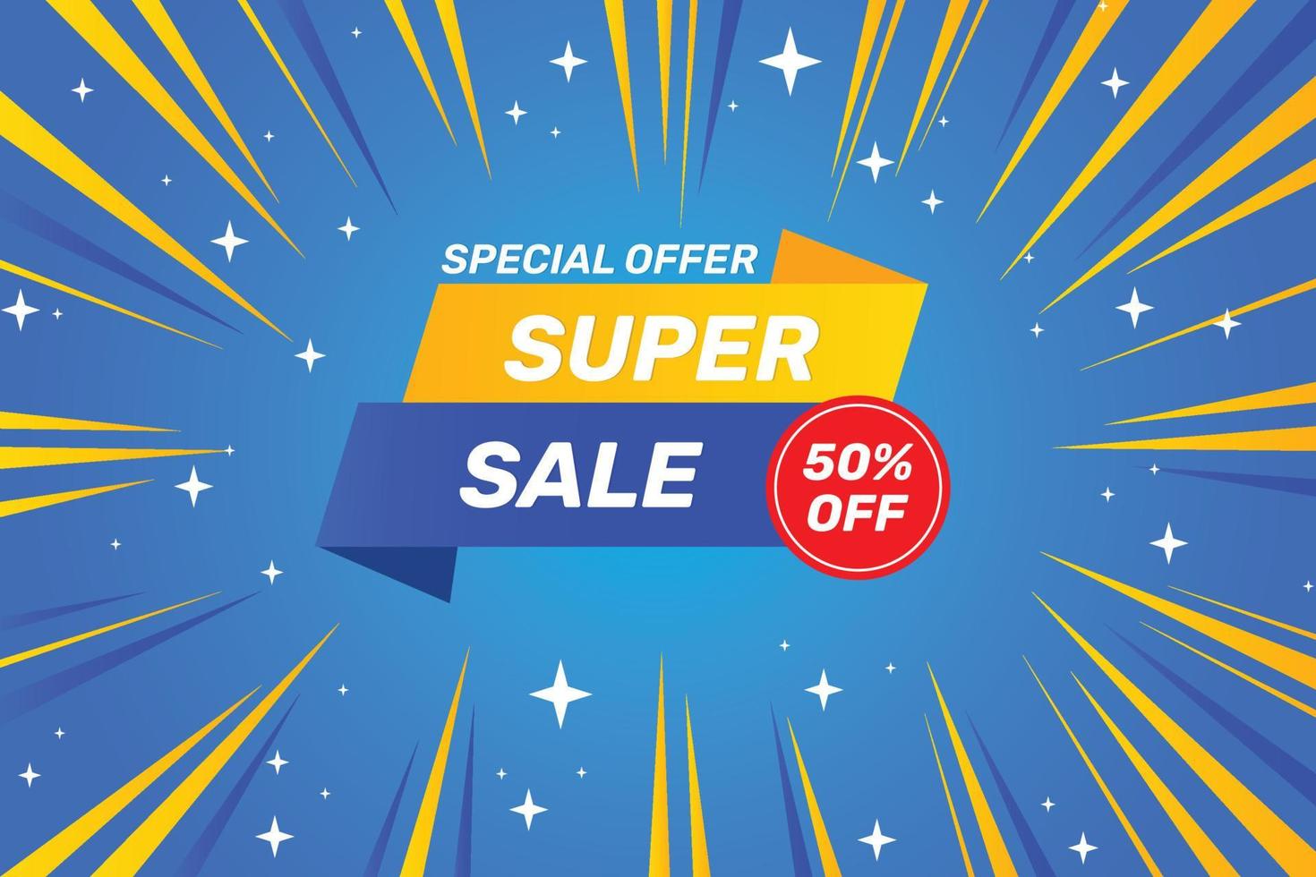 Super sale offer and discount sale promotion banner design premium vector