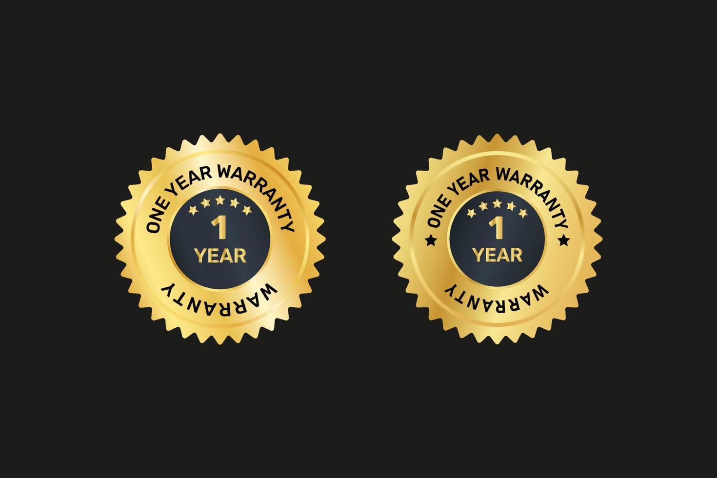 One year warranty golden labels and badges. vector