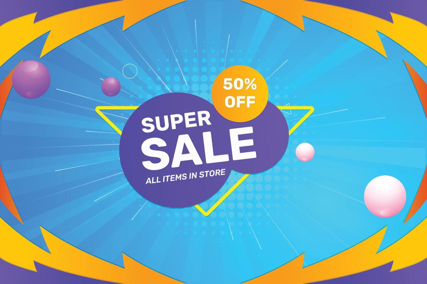 Super sale and discount sale promotion banner design premium vector