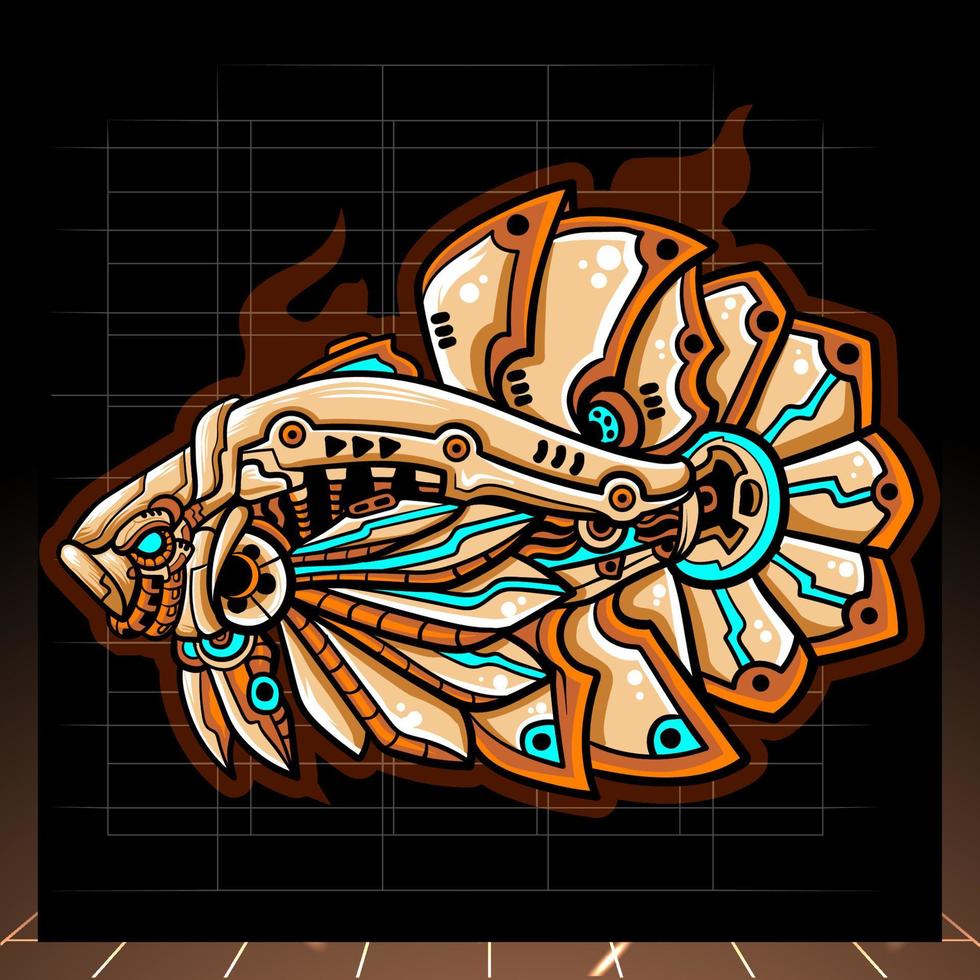 betta fish mecha robot mascot. esport logo design vector