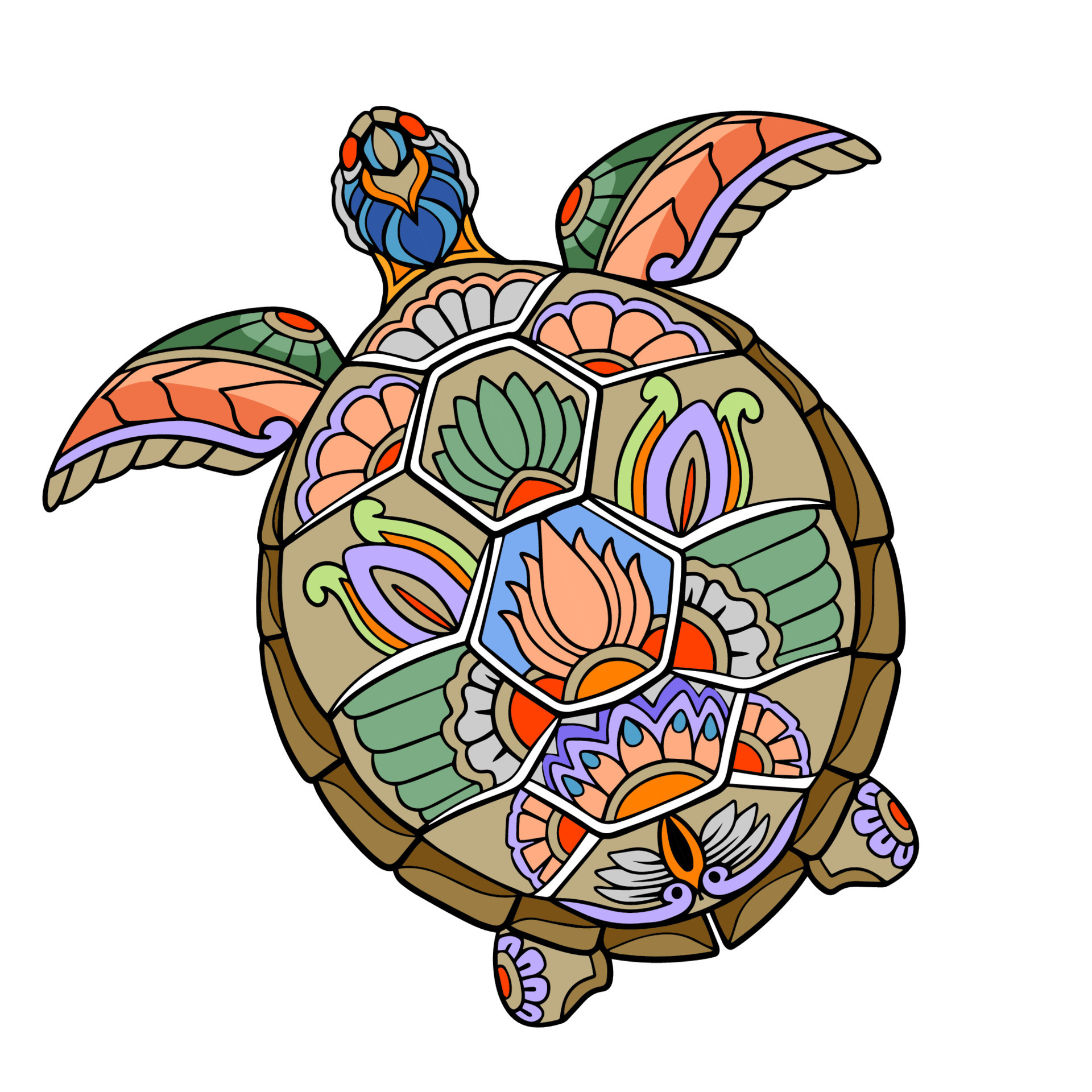 Colorful Turtle Mandala arts. isolated on white background. 14572079 ...