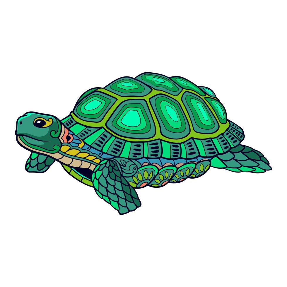 Colorful Turtle Mandala arts. isolated on white background. vector