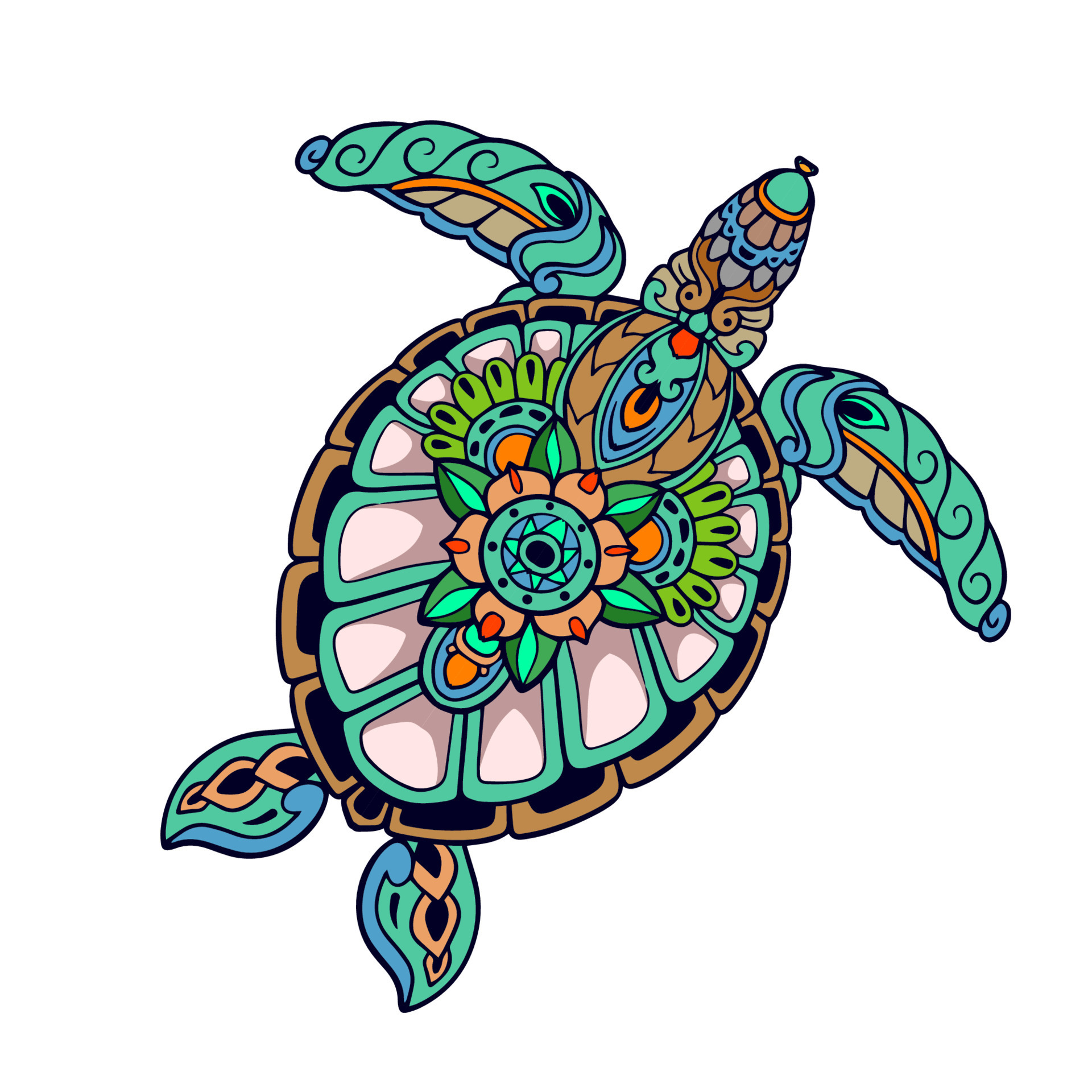 Colorful Turtle Mandala arts. isolated on white background. 14572088 ...