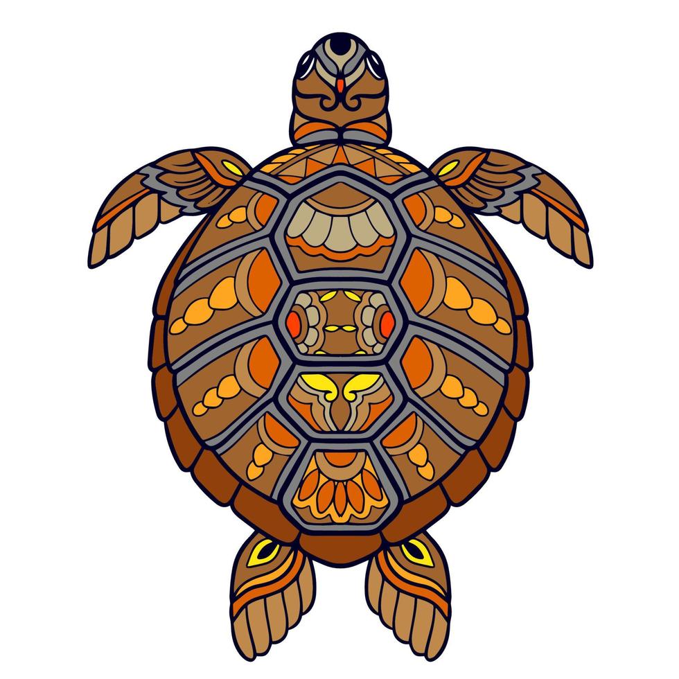 Colorful Turtle Mandala arts. isolated on white background. vector