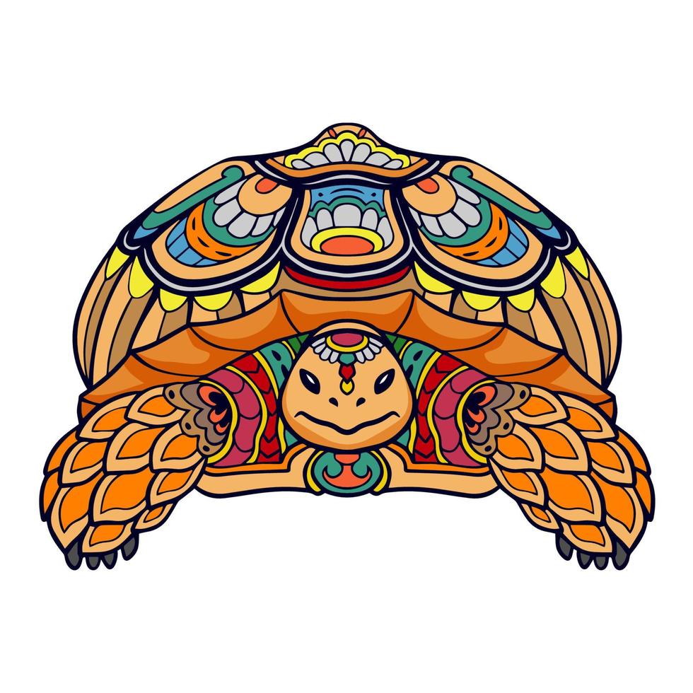 coloridas artes de mandala de tortuga. aislado sobre fondo blanco. vector