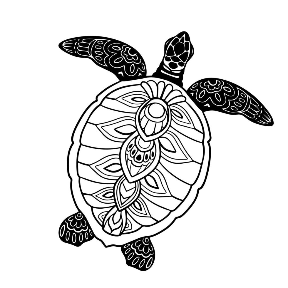 Beautiful Turtle Mandala arts. isolated on white background. vector