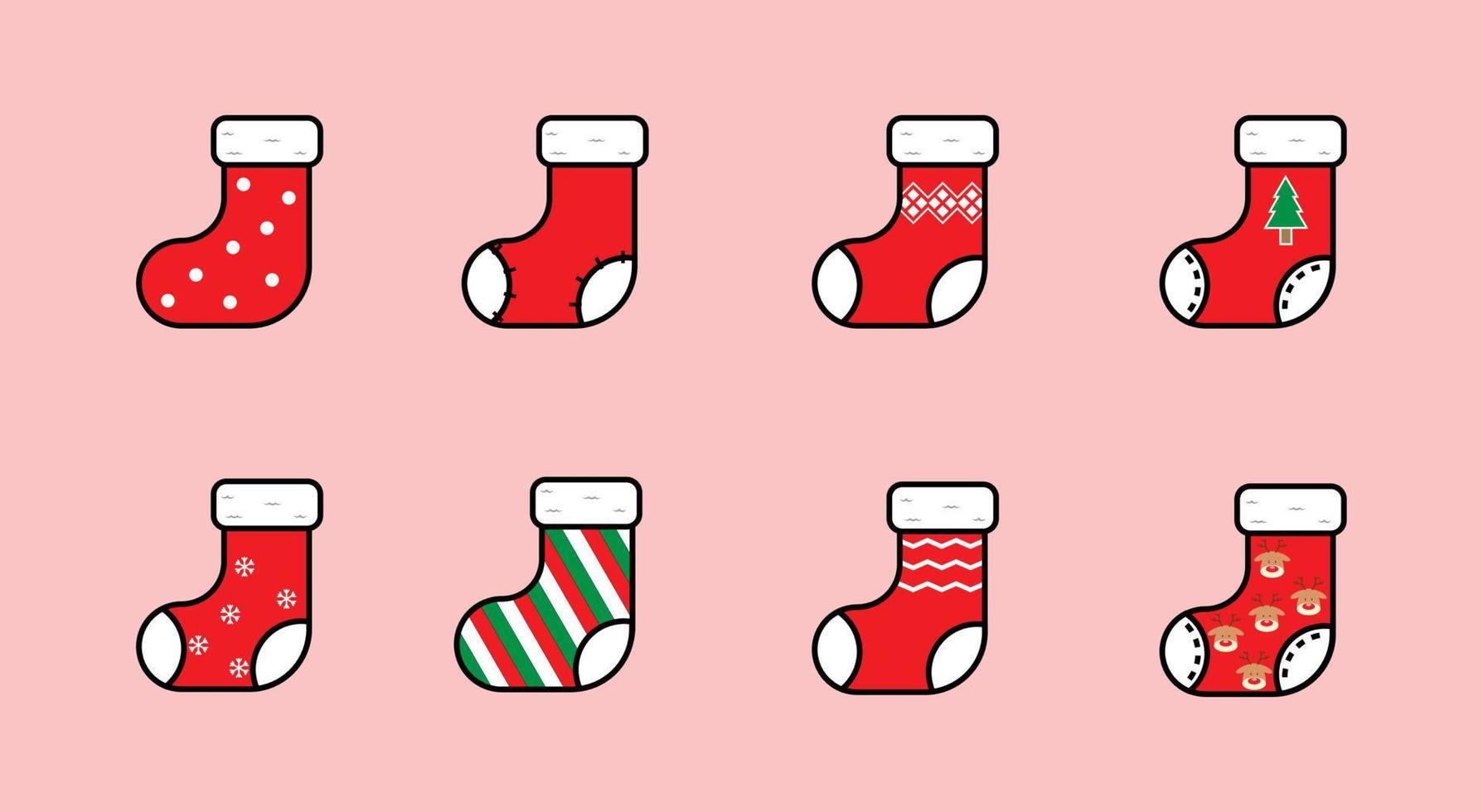 set of christmas sock cartoon flat design icon of sock, sock icon for christmas vector