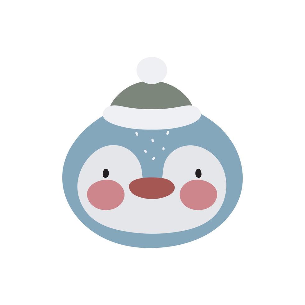 Cute winter penguin. Cartoon style. Vector illustration. For card, posters, banners, books, printing on the pack, printing on clothes, fabric, wallpaper, textile or dishes.