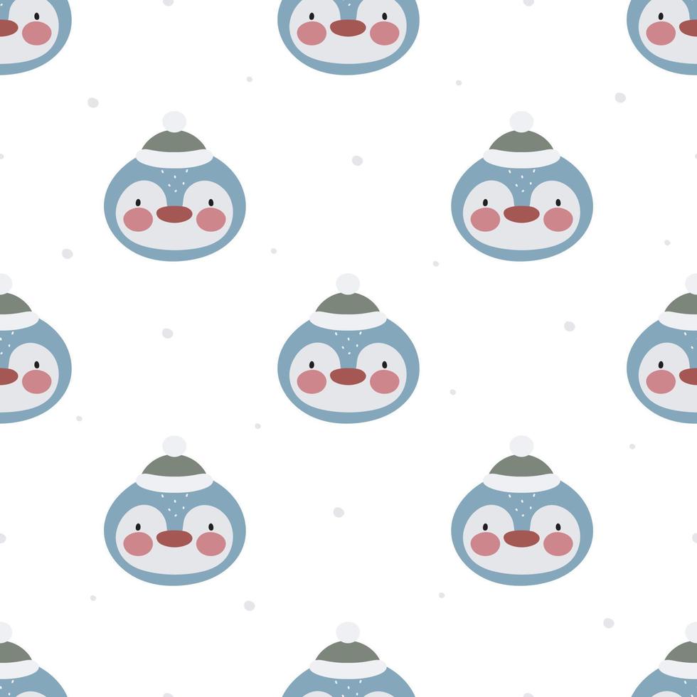 Seamless pattern with cute Penguin. Vector illustration. For card, posters, banners, printing on the pack, printing on clothes, fabric, wallpaper.
