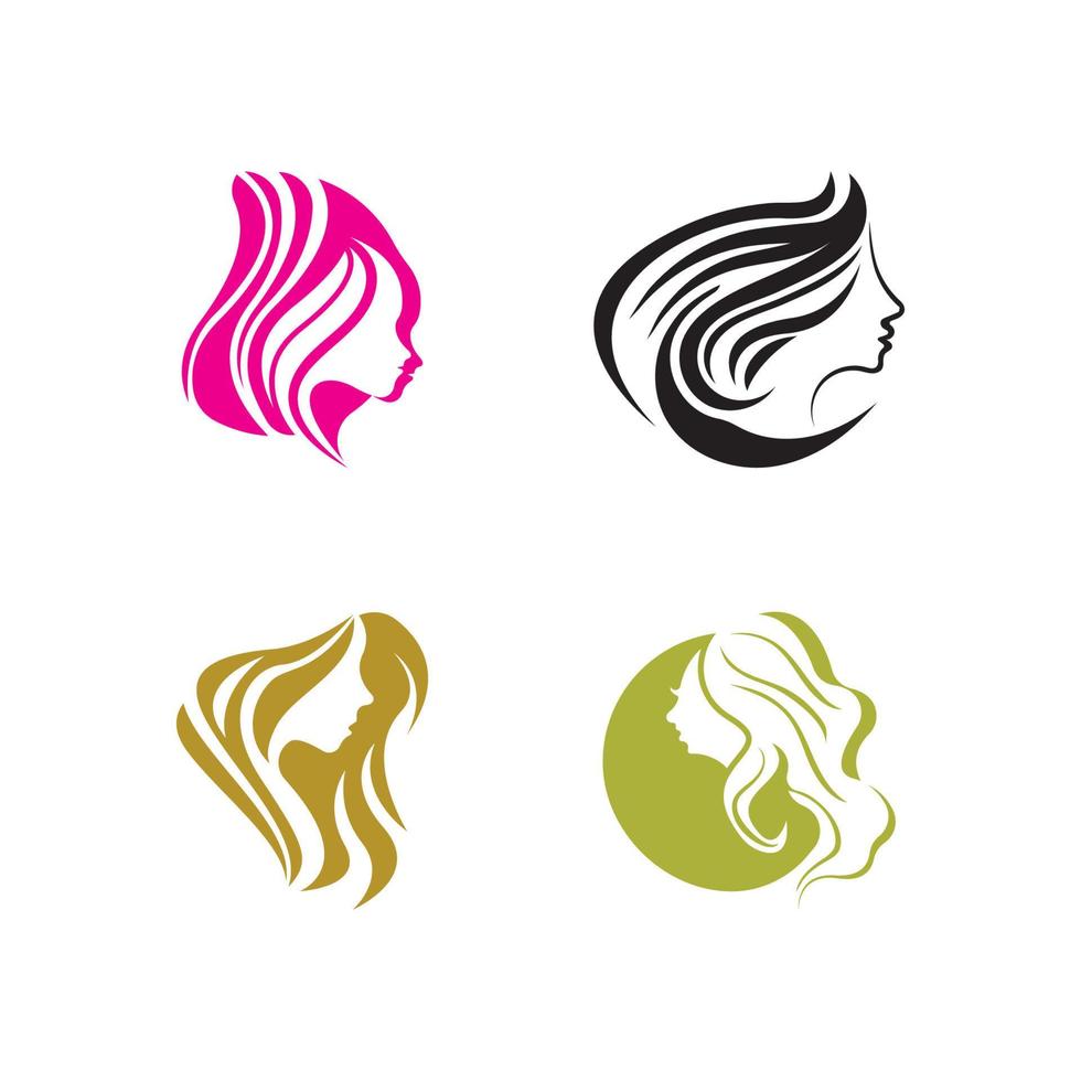 estilo cabello mujer icono logo vector