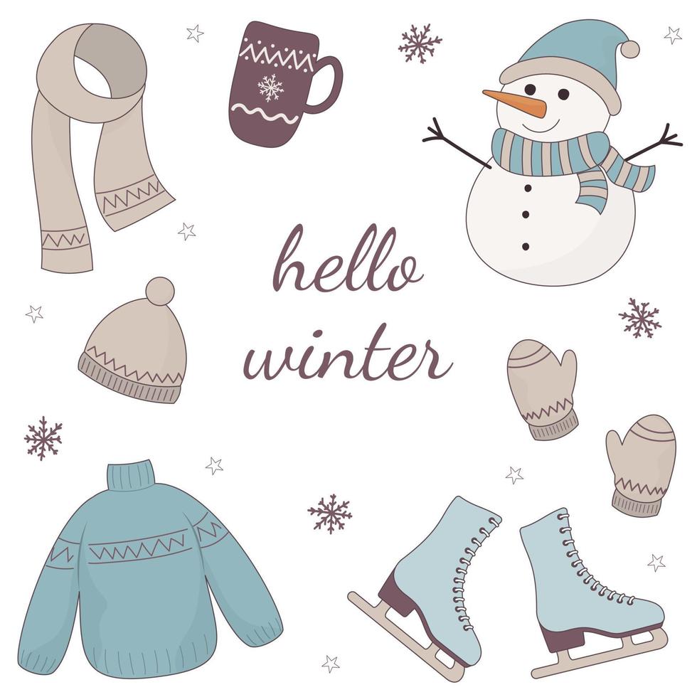hello winter collection vector