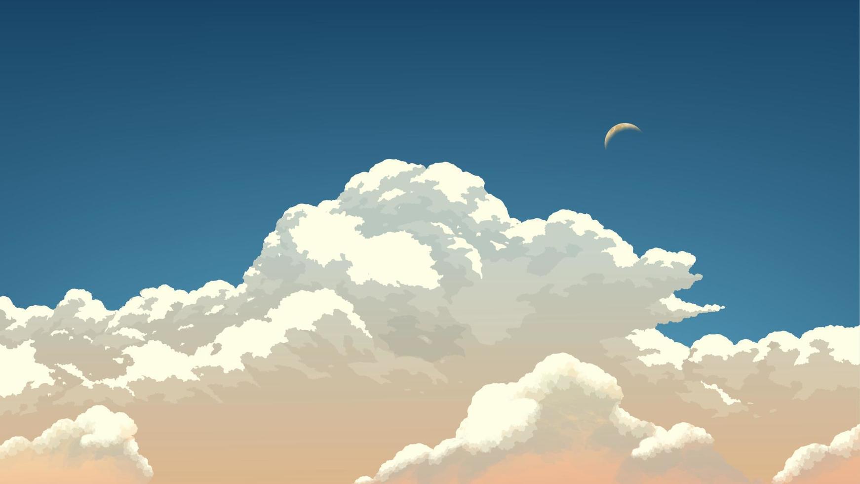 cloudscape con un fondo de la luna creciente vector