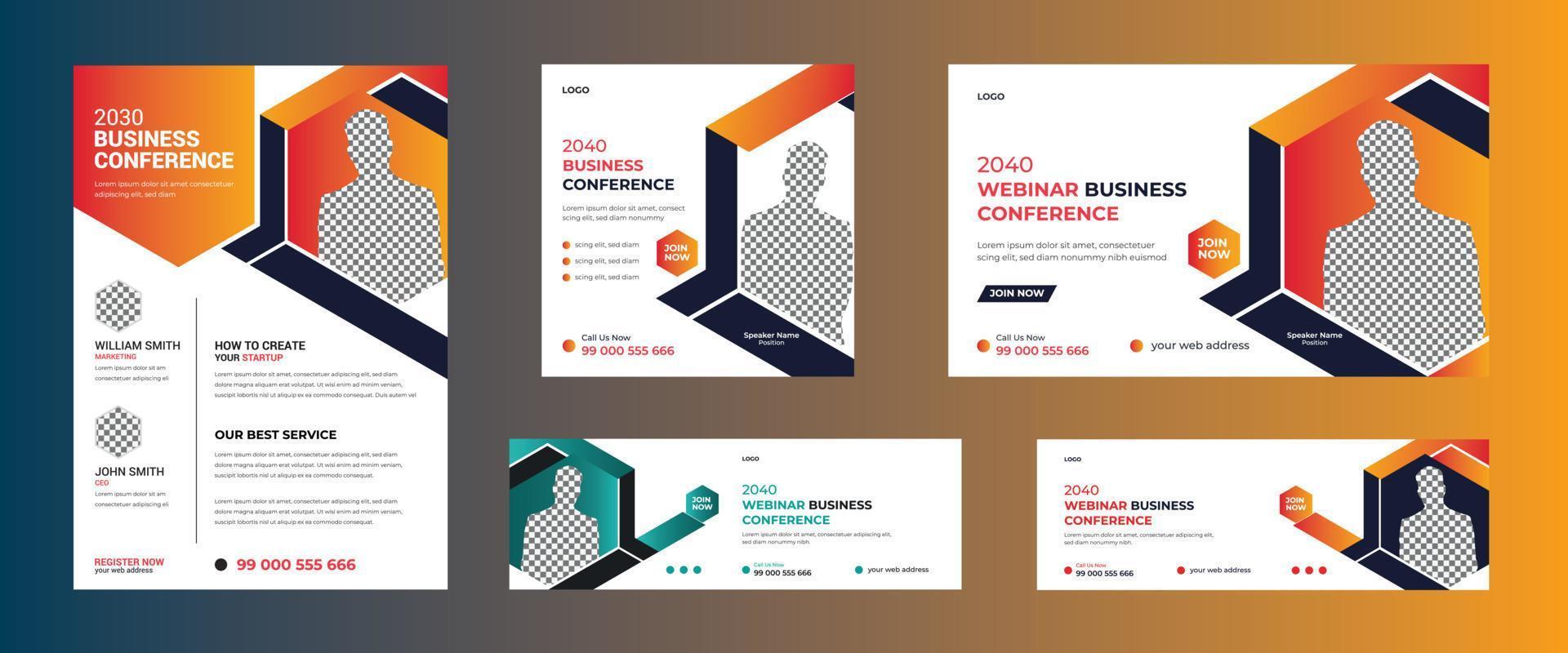 Webinar conference social media post banner design. Usable for web banner, cover banner, conference invite, conference flyer and online webinar conference invitation banner design template. vector