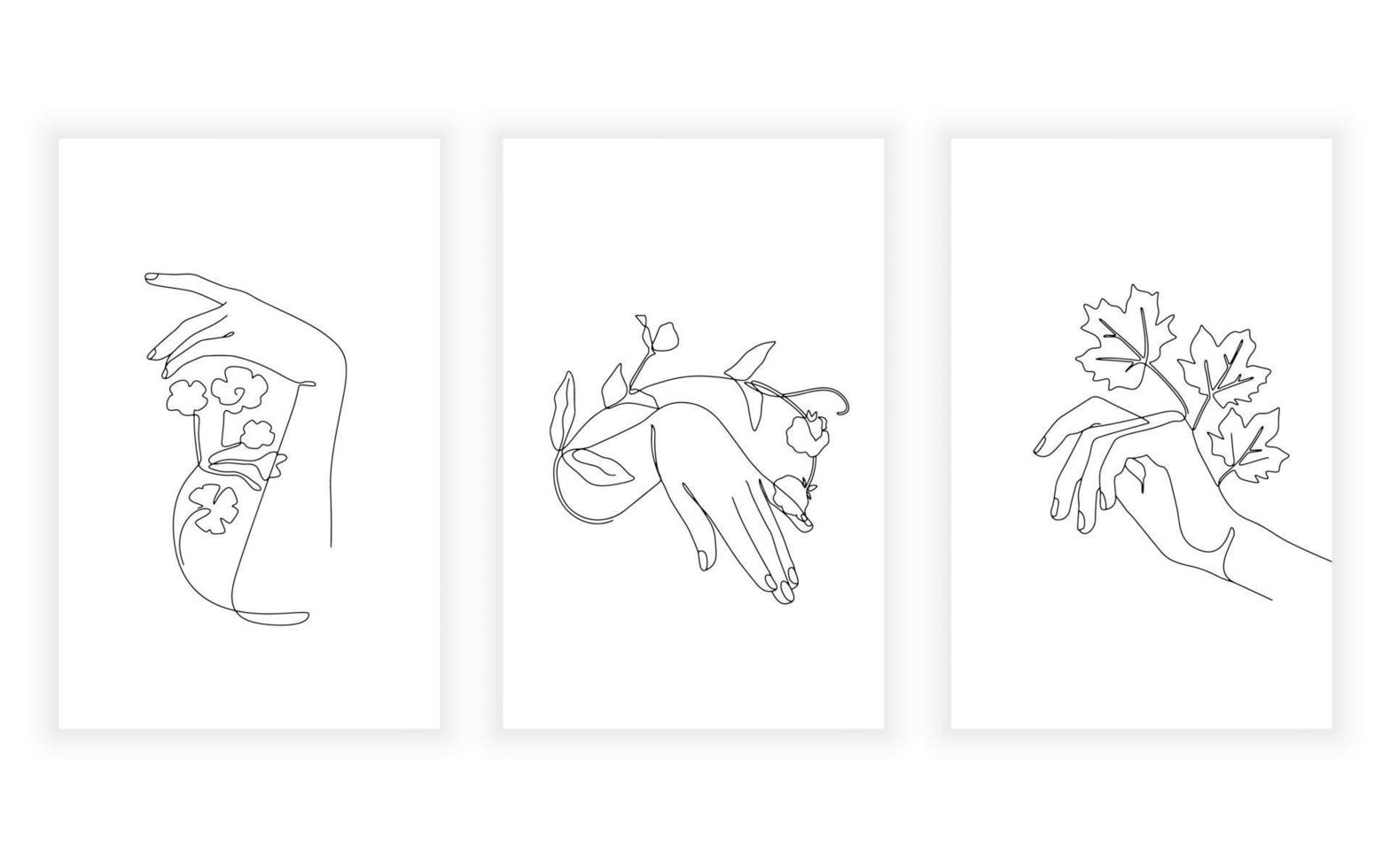 set of female and hand gesture line art, continuous line. for logo design. vector