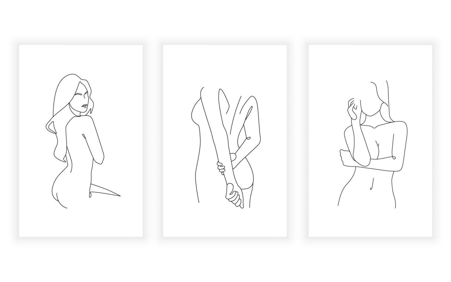 set of woman female body line art , continuous line. for logo design. vector