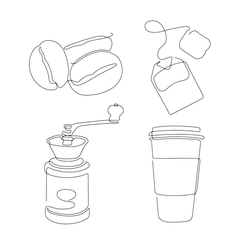 elegante café y té en un estilo de arte de una línea. arte de línea continua en minimalista para logotipo y diseño imprimible. ilustración vectorial vector
