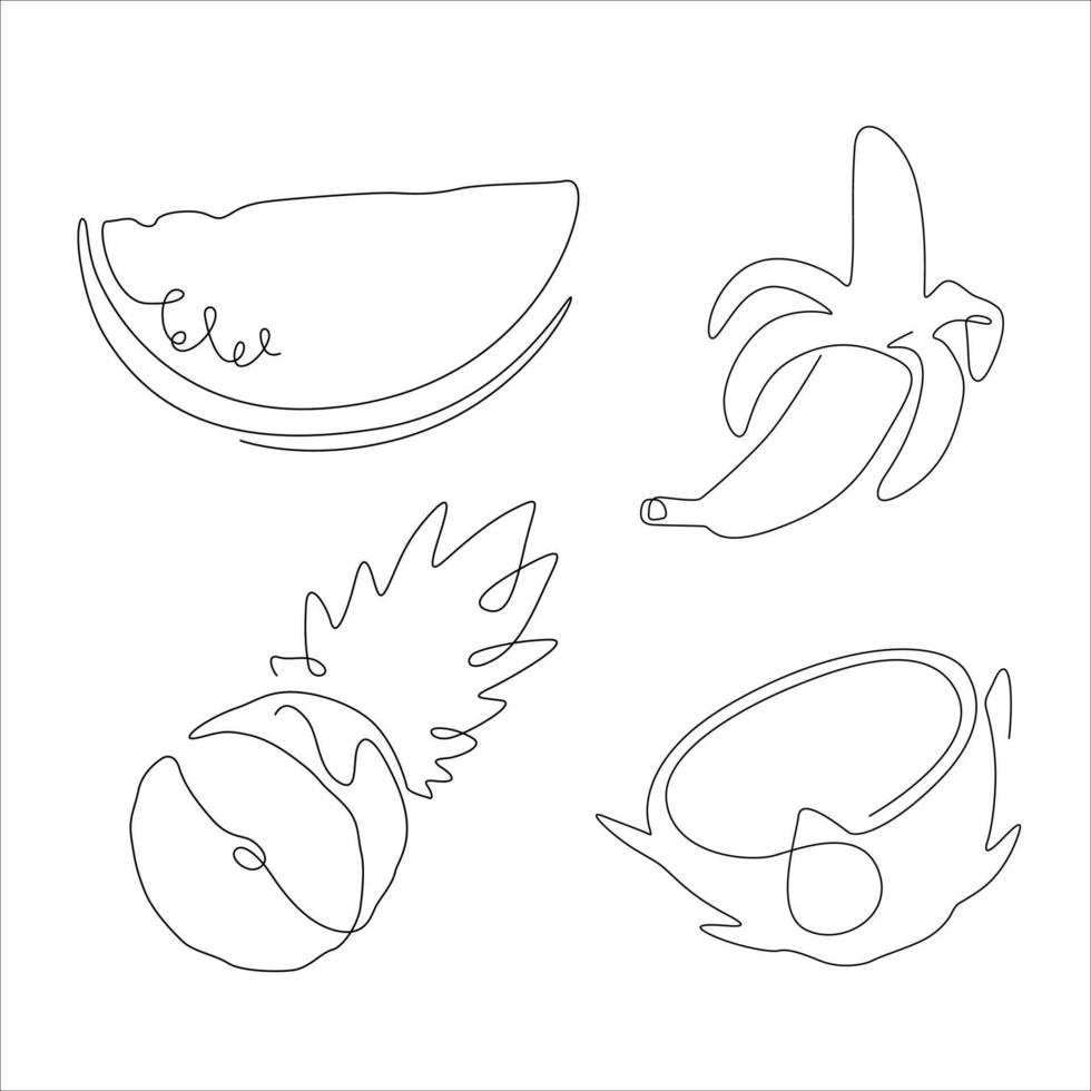 set of fruit line art and continuous line concept. for logo design. vector