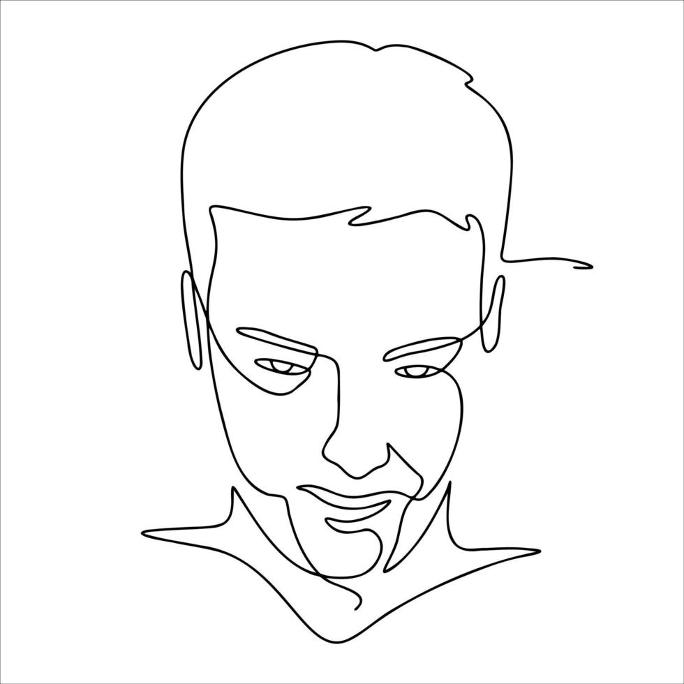 dibujo de arte de una línea de hombre. dibujo de arte de línea continua de retrato facial. diseño mínimo abstracto. para logo y diseño simple vector