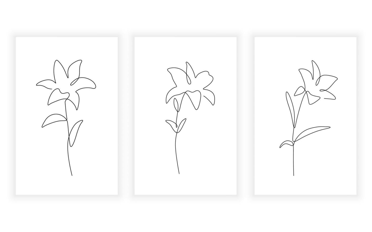 set of flower lily line art , continuous line. for logo design. vector