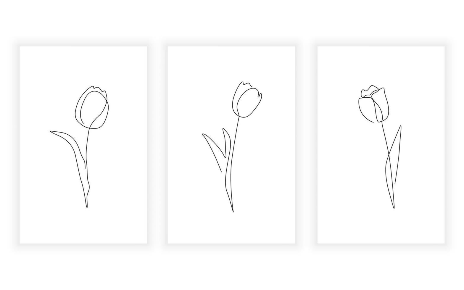 set of flower tulip line art , continuous line. for logo design. vector