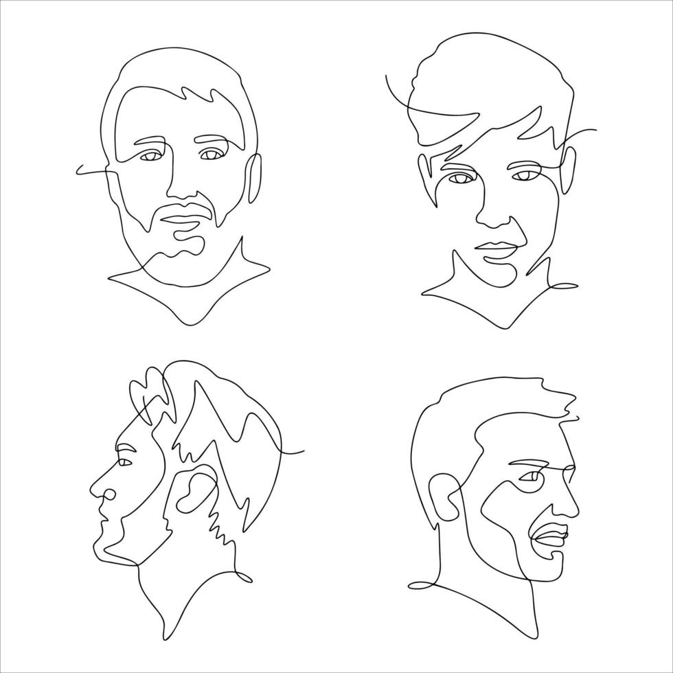 dibujo de arte de una línea de hombre. dibujo de arte de línea continua de retrato facial. diseño mínimo abstracto. para logo y diseño simple vector