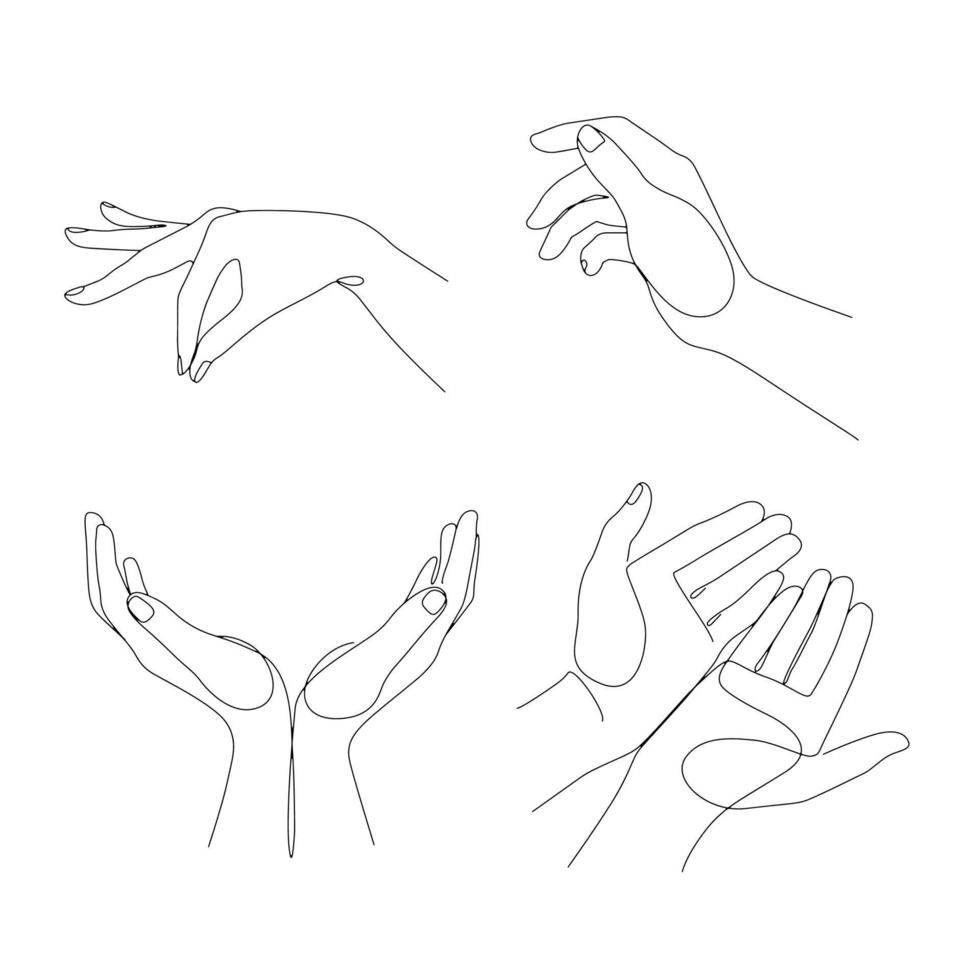 One Line art Drawing female hand and gesture Continuous Line Art Drawing abstract minimal. vector