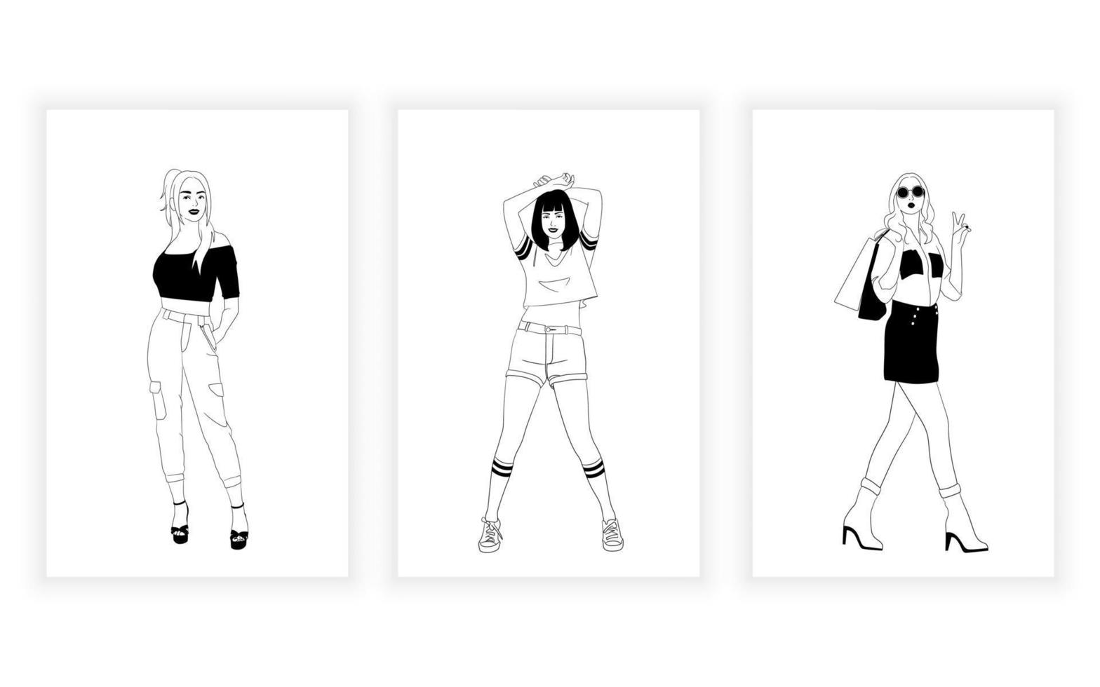 set of female and beauty woman line art , continuous line. for logo design. fashion concept vector