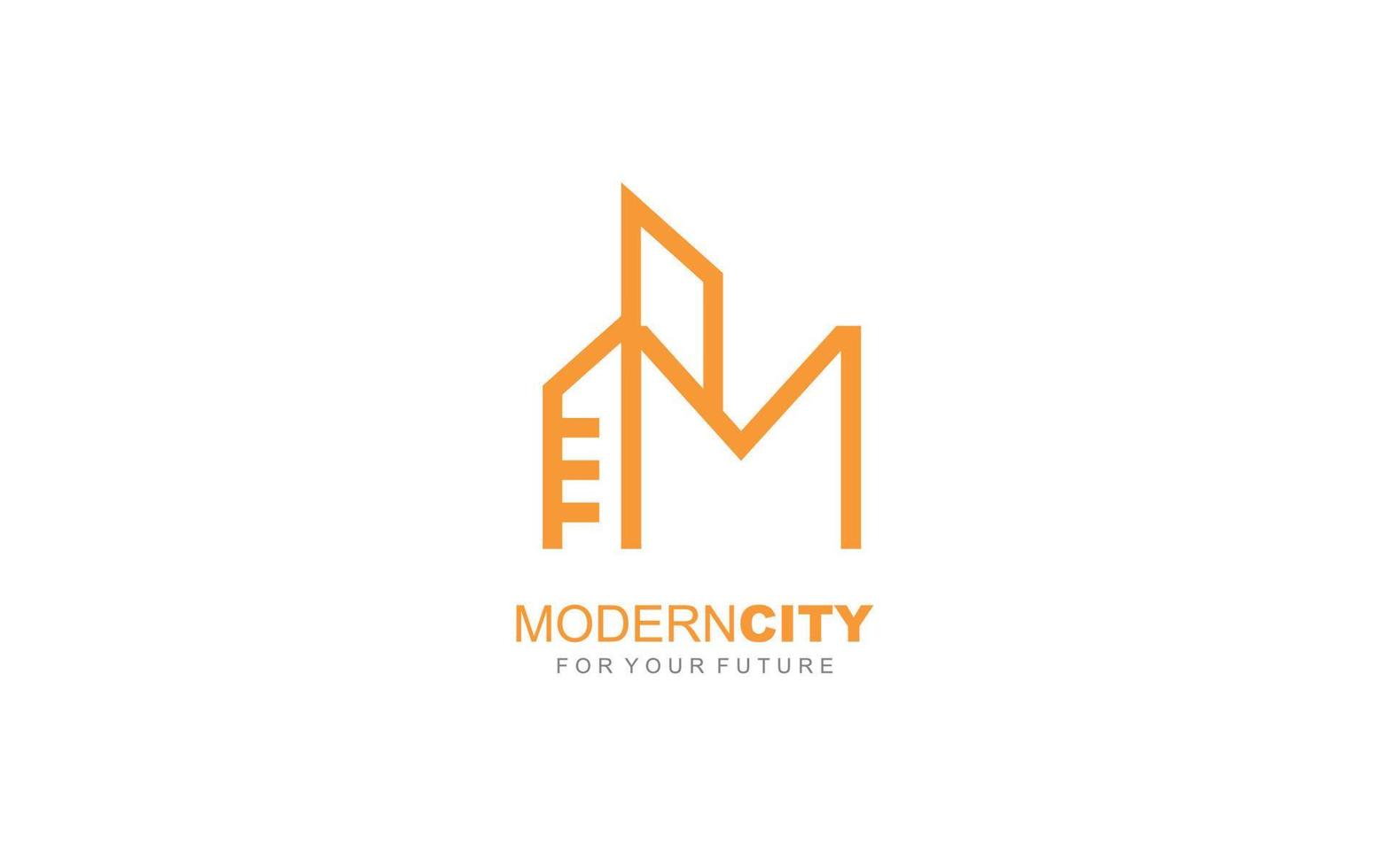 M logo building for branding company. construction template vector illustration for your brand.