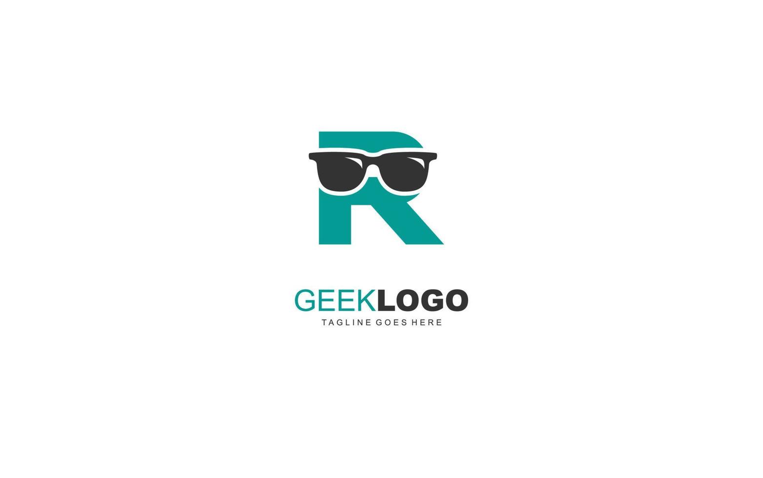 R logo Sunglasses for identity. letter template vector illustration for your brand.