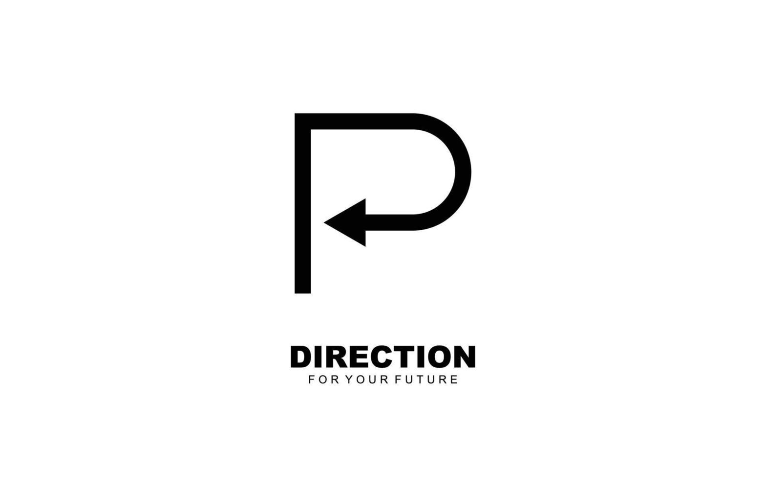P logo business for branding company. arrow template vector illustration for your brand.
