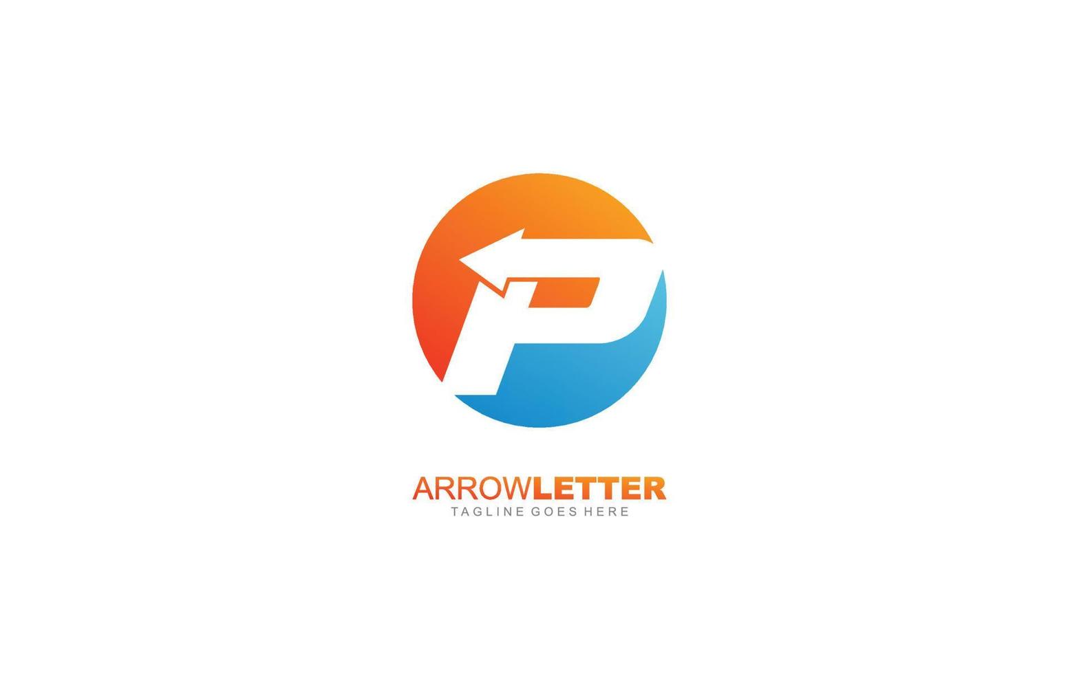 P  logo business for branding company. arrow template vector illustration for your brand.