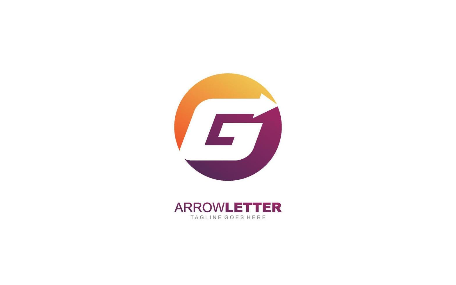 G logo business for branding company. arrow template vector illustration for your brand.