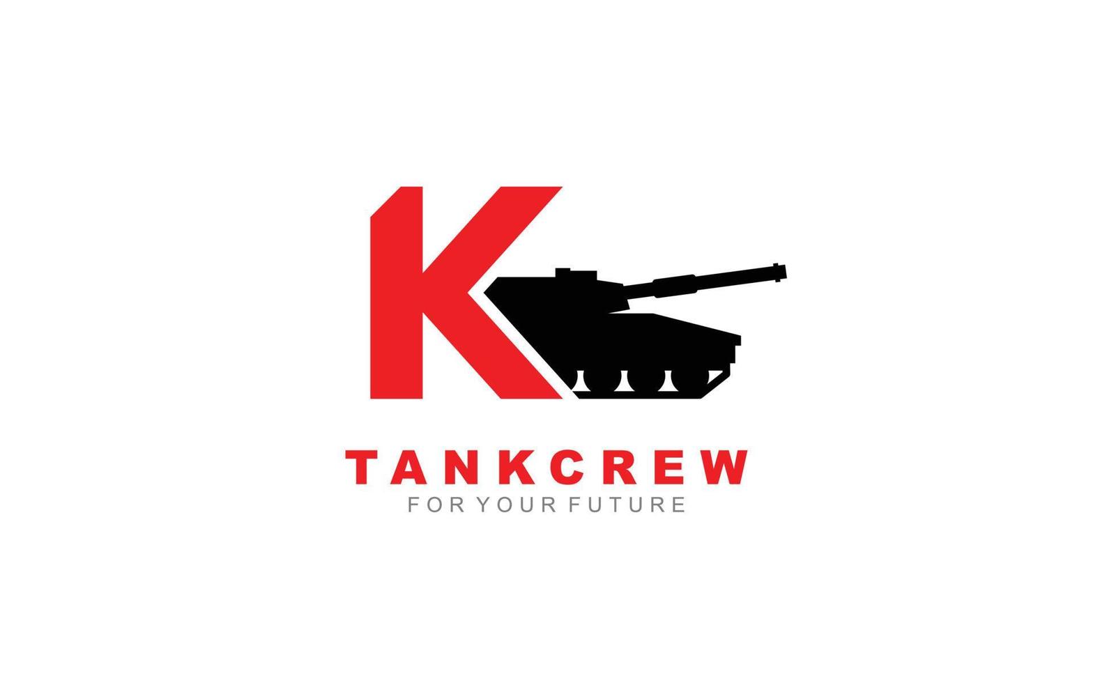 K logo tank for identity. letter template vector illustration for your brand.