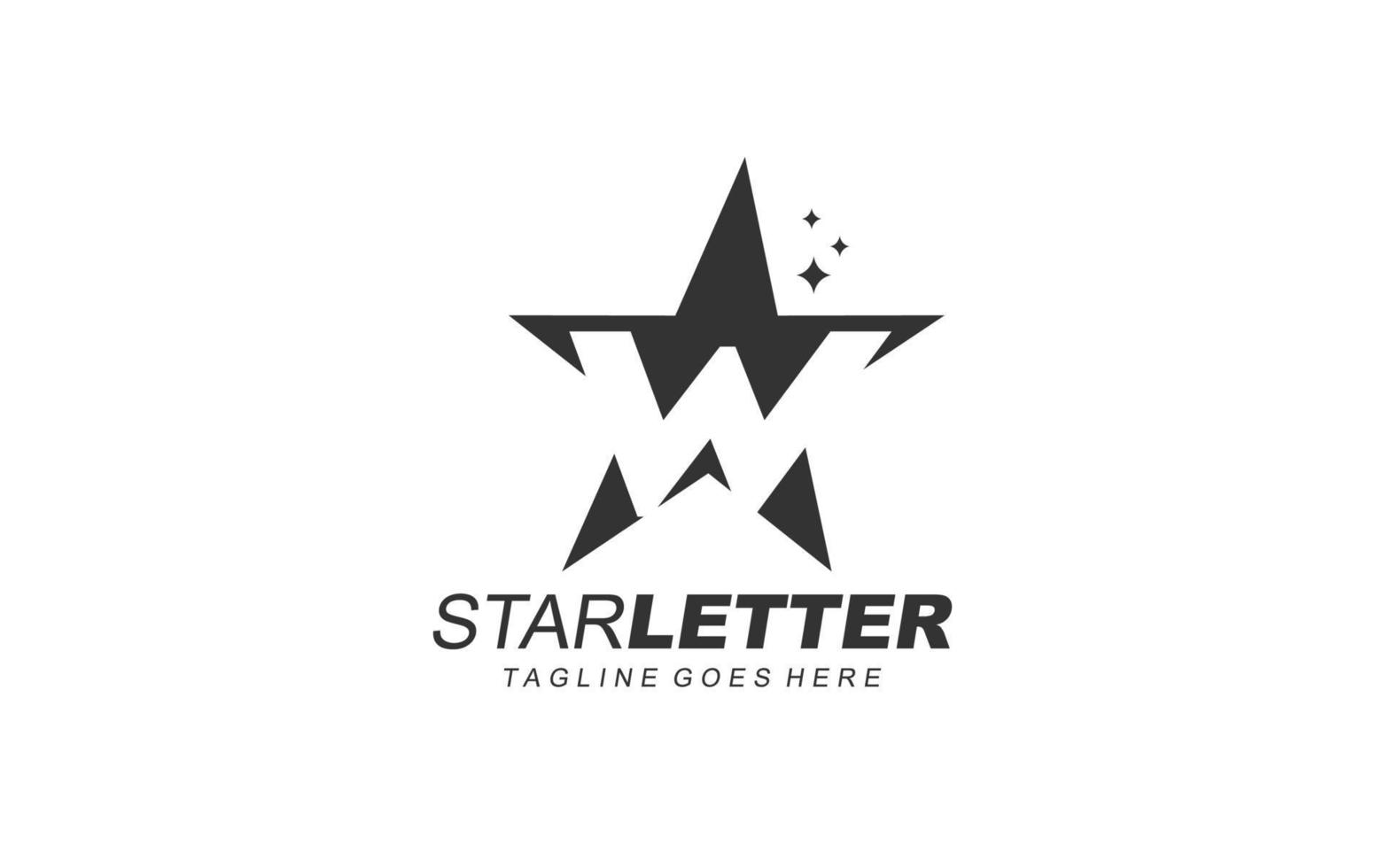 w logo estrella para la empresa de marca. ilustración de vector de plantilla de carta para su marca.