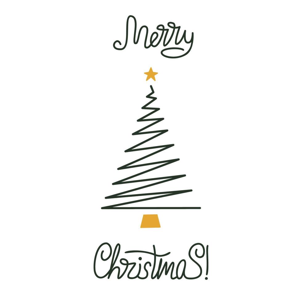 Diseño de árbol de Navidad dibujado a mano plana vectorial. vector