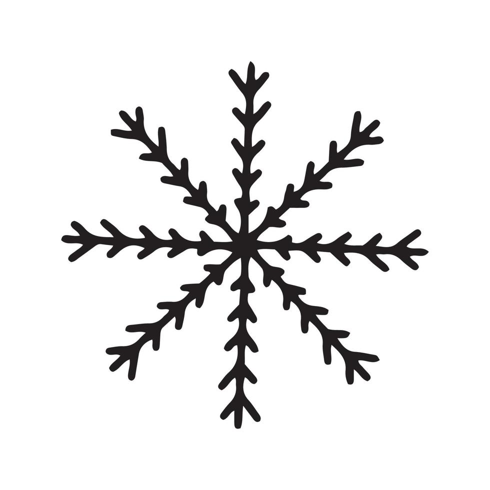 Flat hand drawn snowflake silhouette illustration vector