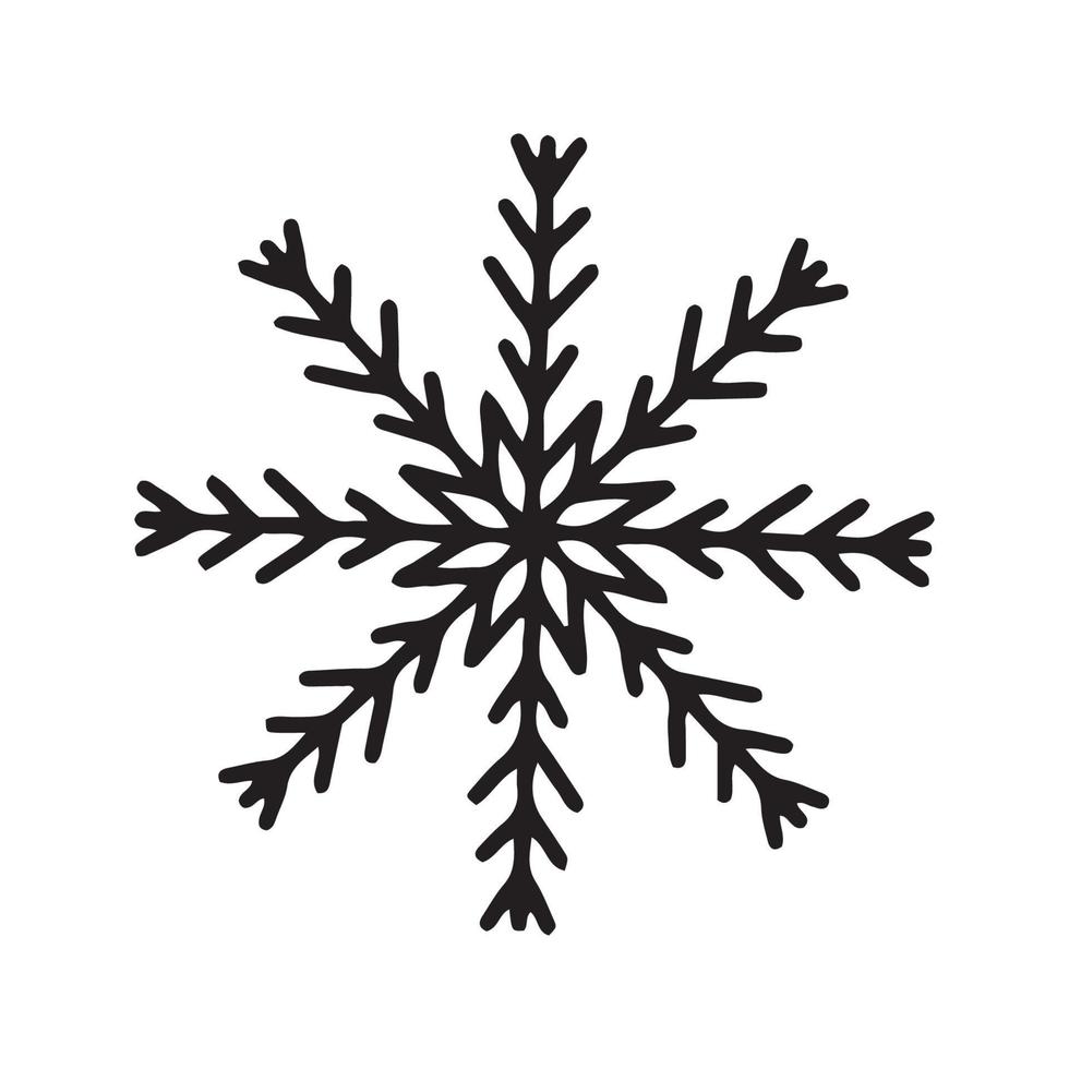 Flat hand drawn snowflake silhouette illustration vector