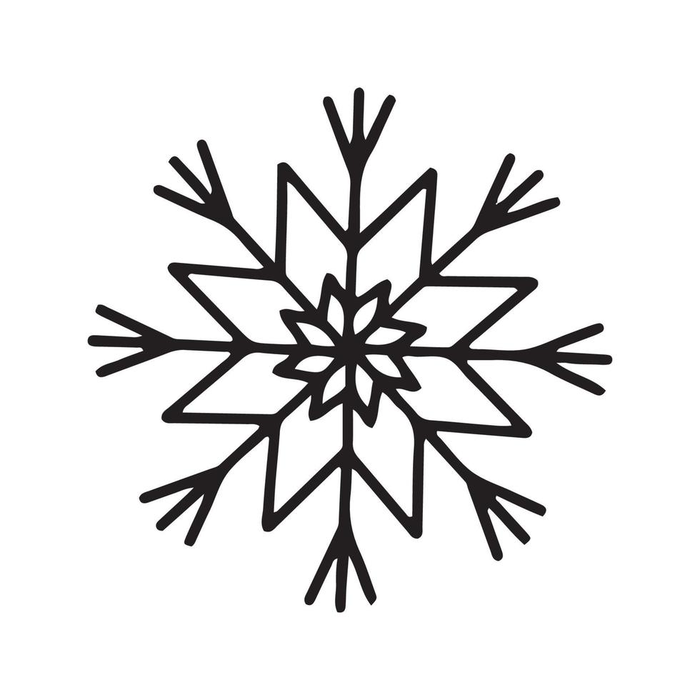 Flat hand drawn snowflake silhouette illustration vector