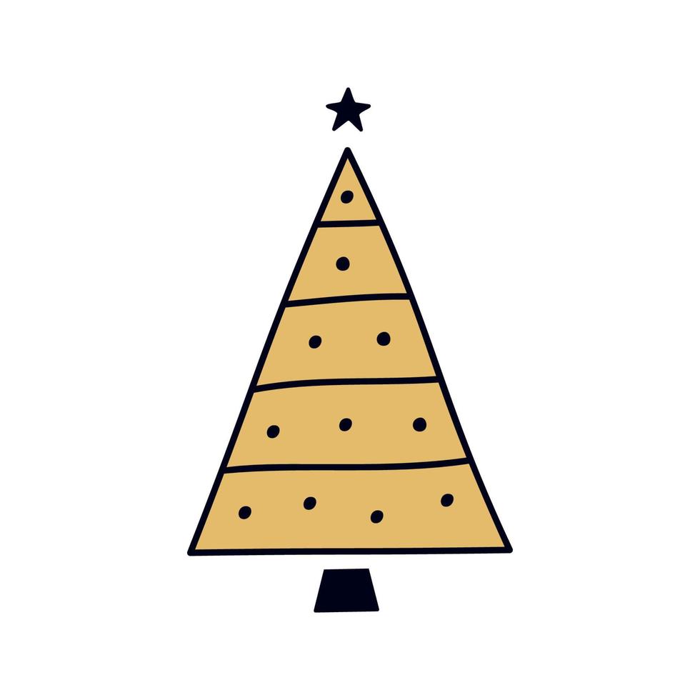 Flat hand drawn christmas tree vector illustration