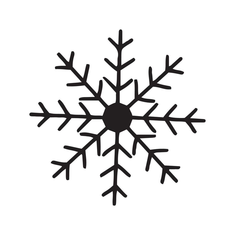 Flat hand drawn snowflake silhouette illustration vector