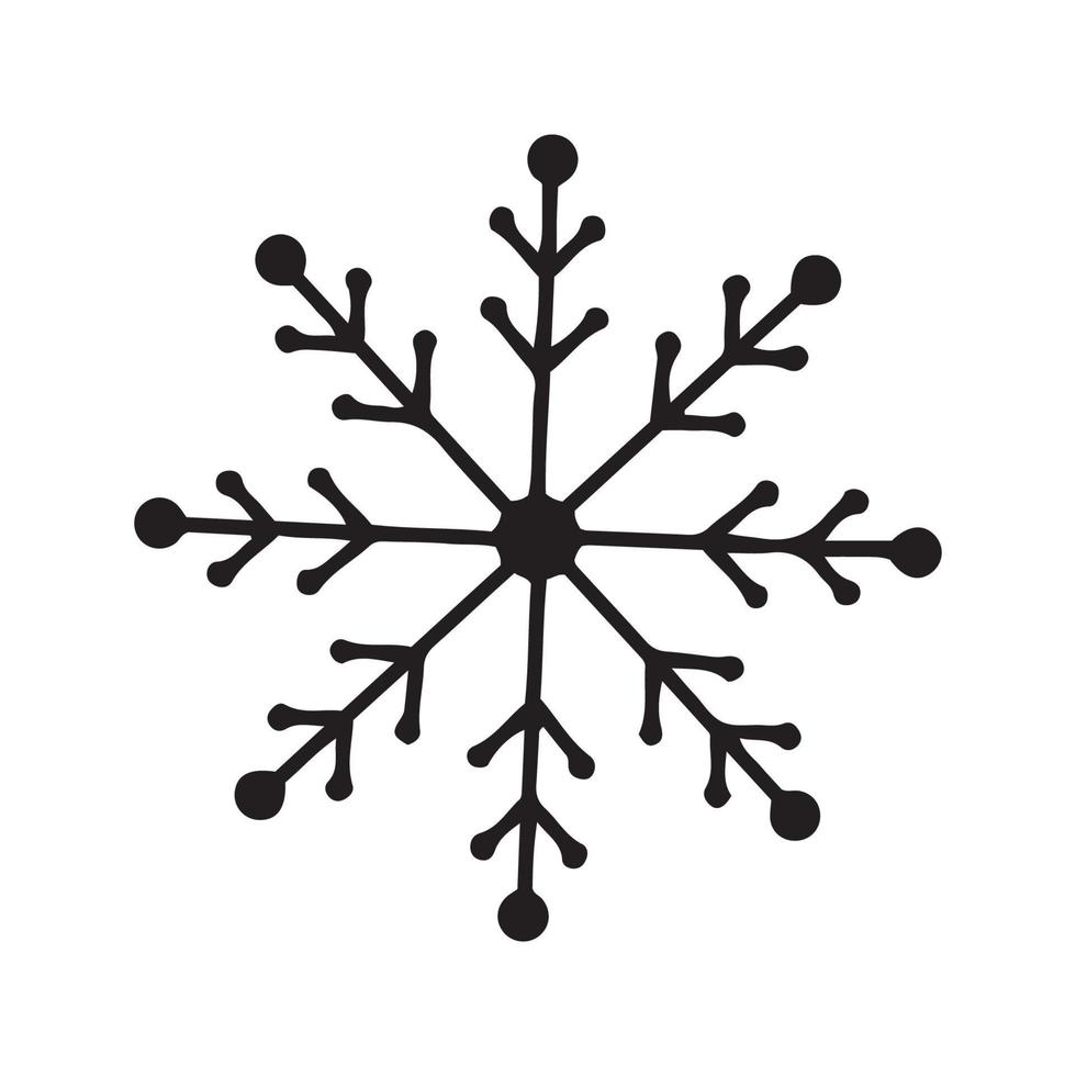 ilustración de silueta de copo de nieve dibujado a mano plana vector