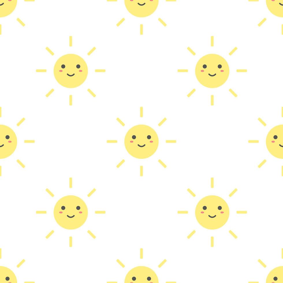 Vector sun cartoon cute seamless pattern.