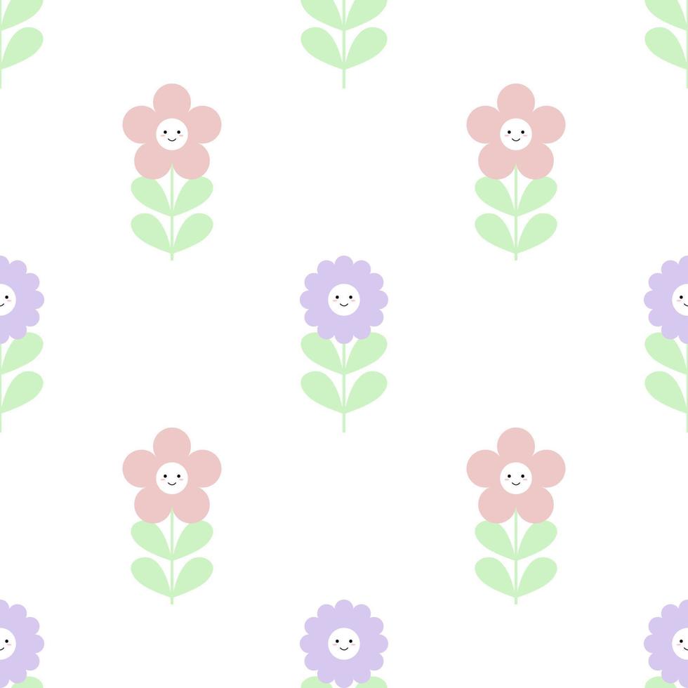 Flower cartoon cute pastel seamless pattern. vector
