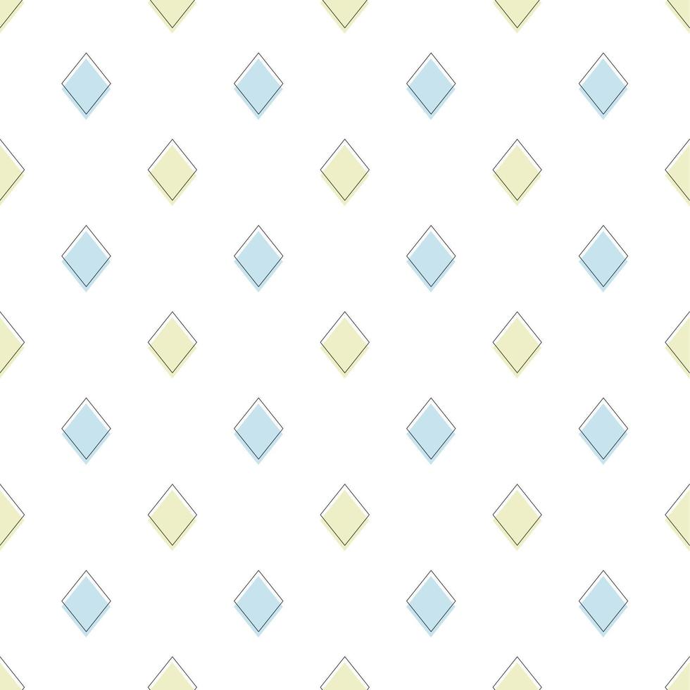 Geometry square diamond cute blue and yellow seamless pattern. vector