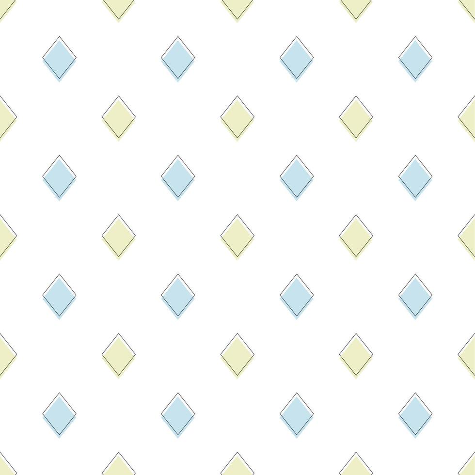 Geometry square diamond cute blue and yellow seamless pattern. vector
