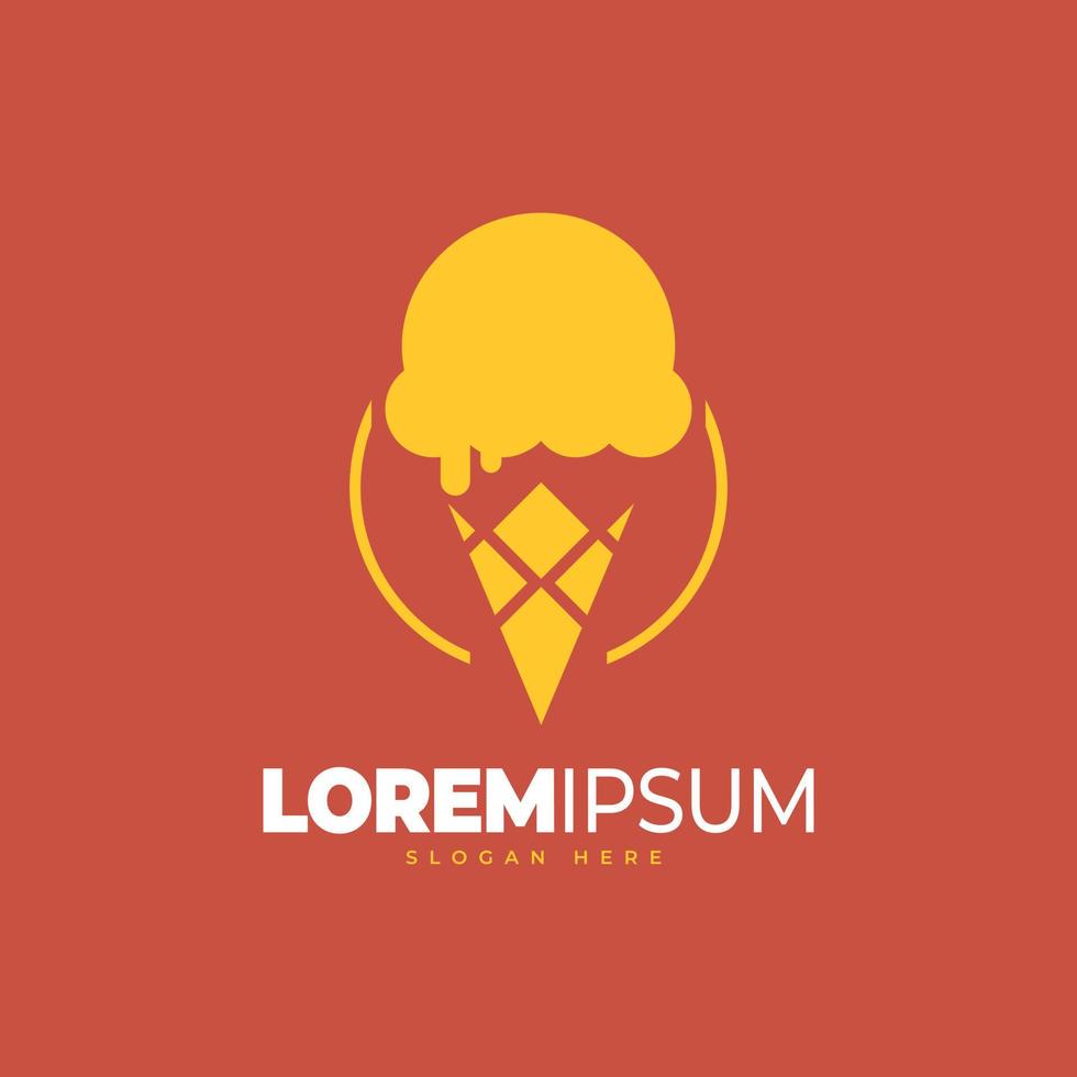 Ice cream logo template. Italian ice cream logo. Melting ice cream cone vector