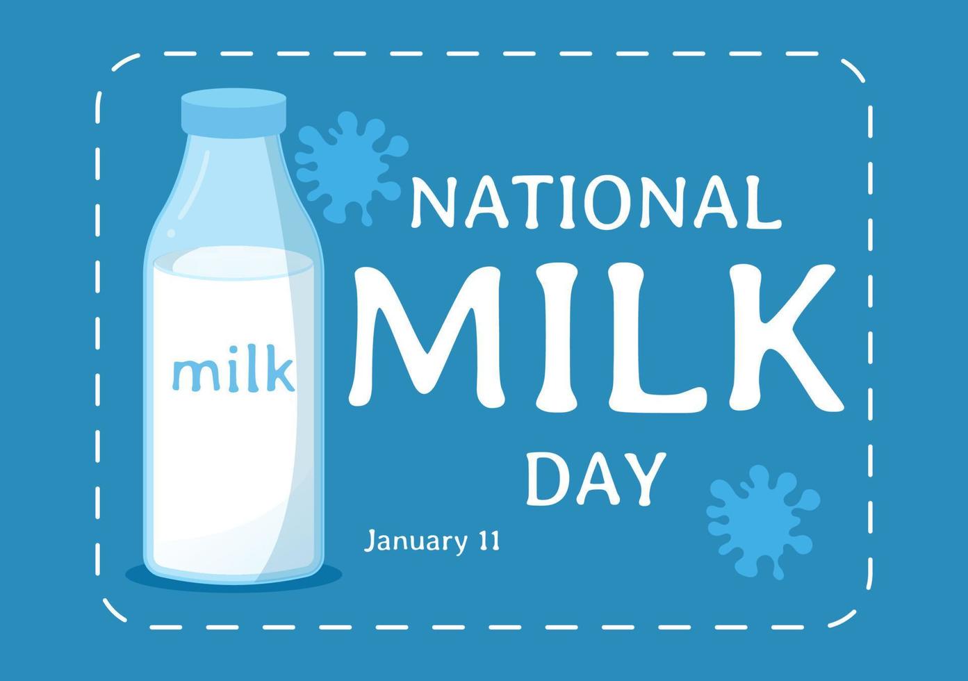 Happy Milk Day Celebration with Splash Drop in Smooth Wave of  White Fresh Milky of Cow in Flat Cartoon Hand Drawn Templates Illustration vector