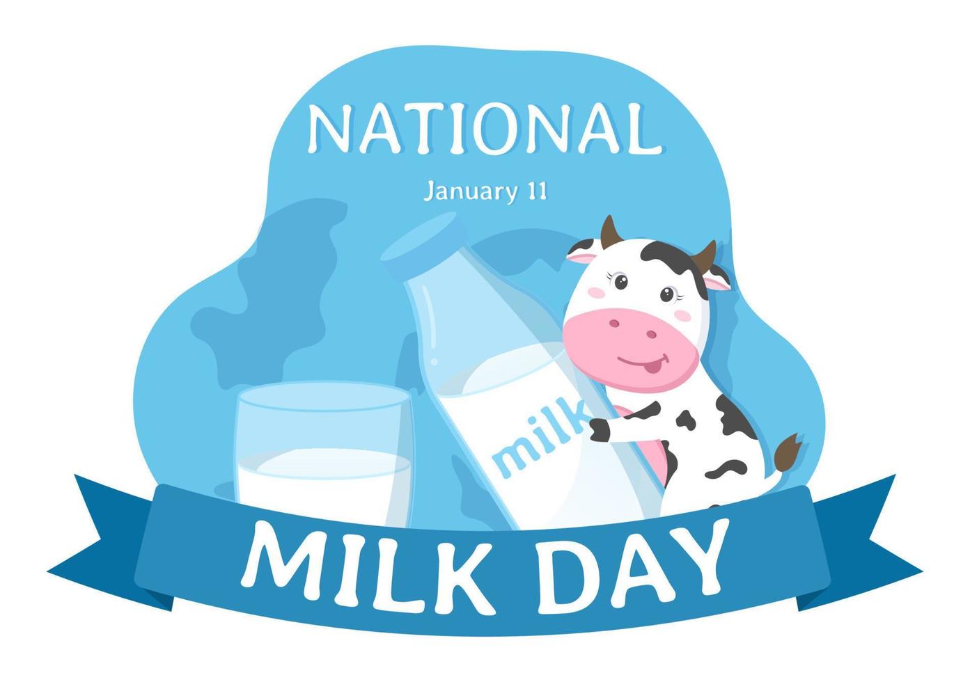 Happy Milk Day Celebration with Splash Drop in Smooth Wave of  White Fresh Milky of Cow in Flat Cartoon Hand Drawn Templates Illustration vector