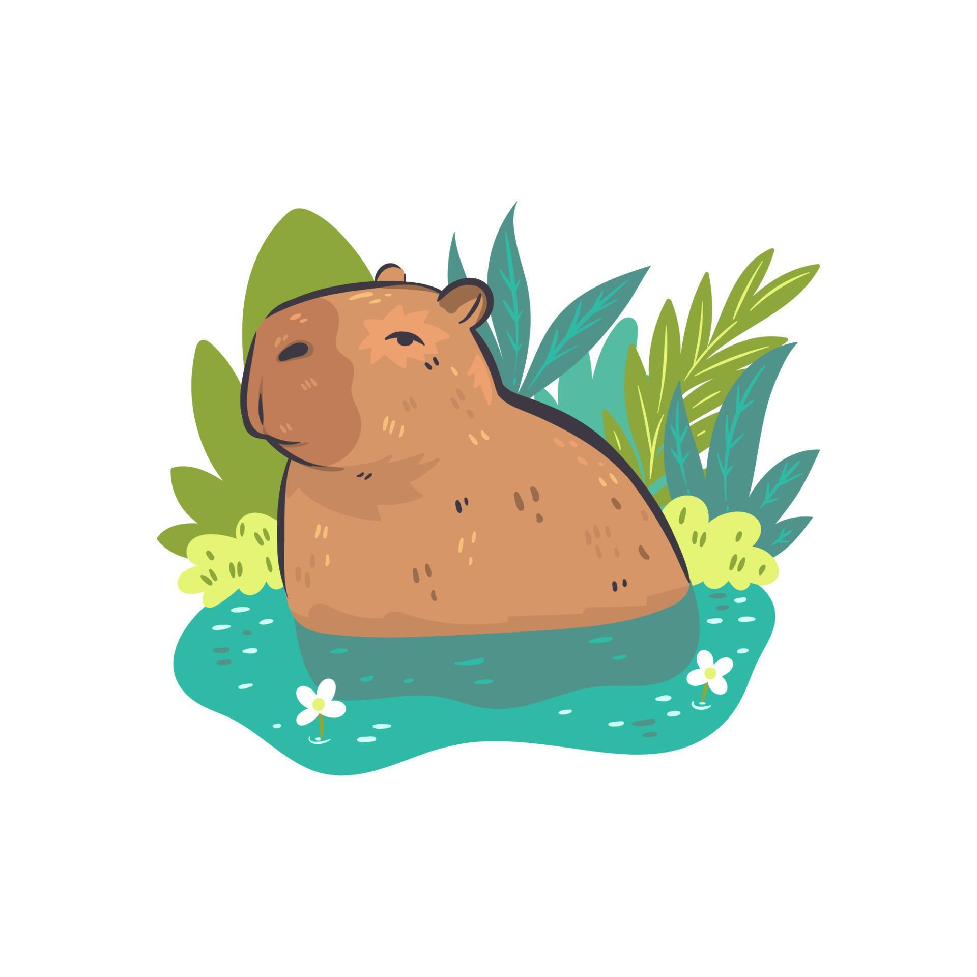 Cute capybara isolated on white background vector graphics 14573317